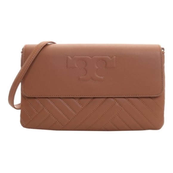Tory Burch Handbags - Tory Burch - Alexa Leather Clutch Handbag Vachetta Tan
